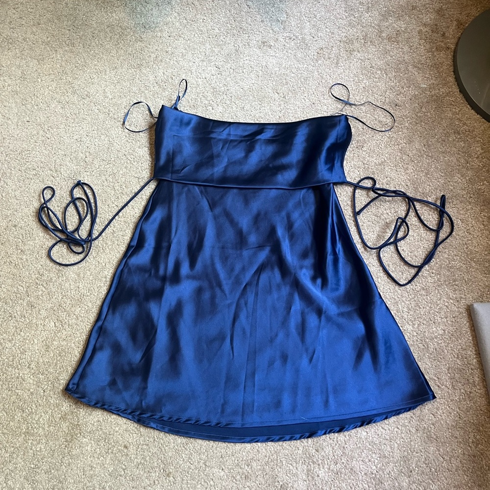 Le Lis Navy Satin Dress